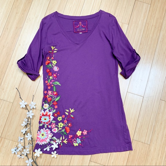 Johnny Was Tops - JOHNNY WAS embroidered tunic top, L.